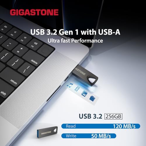 GIGASTONE 64 GB Ultra-Fast Nano Flash Drive Z90 – Compact USB 3.2 Gen 1 Storage Solution with 120 MB/s Speed, Lightweight Metal Design for PC/Mac/TV/Car Compatibility, Perfect for Reliable Data Backup and Quick File Transfers