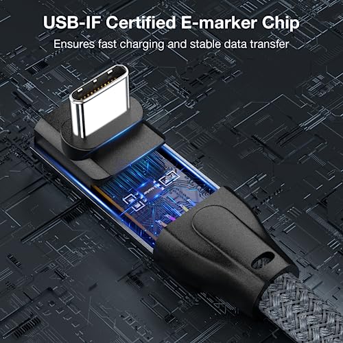 High-Speed USB C to USB C Cable for 100 W Fast Charging – 20 Gbps Data Transfer & 4 K/8 K Video Output – Right Angle Design for Enhanced Accessibility – Universal Compatibility with Mac Book, i Pad Pro, Samsung S23/S22 – Ultimate Solution for Power and Performance