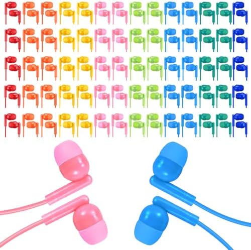 Bulk 30 Pack Kids Earbuds – Vibrant Wired Headphones for Engaging Classroom Activities, Perfect for Schools and Libraries, Seamless Compatibility with Chromebooks, Laptops, and PCs, Exceptional Sound Quality for Enhanced Learning Engagement