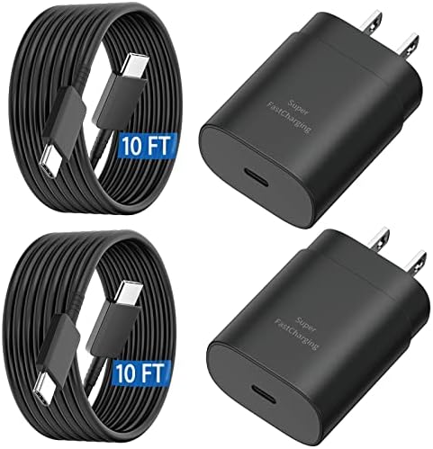 Ultra-Fast 25 W Type-C Charger for Galaxy S-Series – 10 ft USB-C Cable for S25, S24, S23, S22 – Rapid Power Delivery with Superior Safety Features for Mobile Professionals and On-the-Go Users