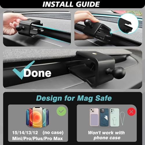 Tesla Model Y & Model 3 Mag Safe-Compatible Dashboard Phone Holder – 360° Adjustable Cradle for All Smartphones & Tablets – Secure 1/4 Screw Mount for Ultimate Safety and Accessibility – Essential EV Accessory for Hands-Free Navigation and Optimal Driving Experience
