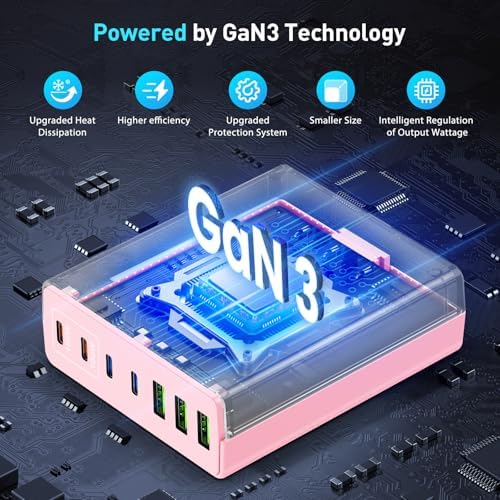 Power Up Efficiently: 300 W 7-Port USB-C Fast Charger Station – Dual PPS PD 100 W Laptop Power Adapter for Multi-Device Charging – Compact & Reliable Wall Hub in Blue – Perfect for Home & Office Use