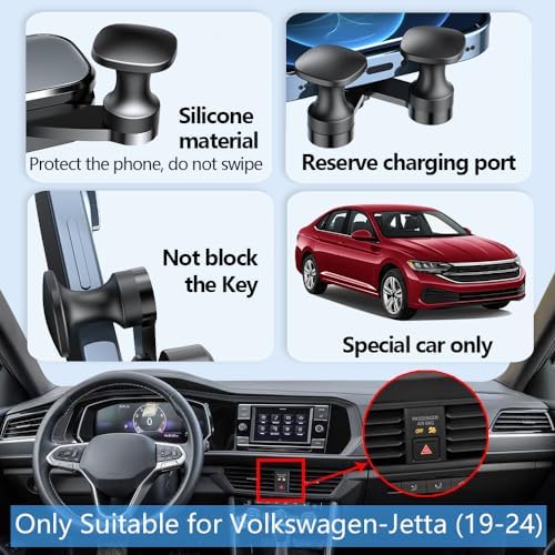 Transform Your Volkswagen Jetta Driving with a Custom-Fit Phone Holder Mount (2019-2024) – Superior Stability, 360-Degree Rotation & Hands-Free Functionality for Safe Navigation and Communication on the Go