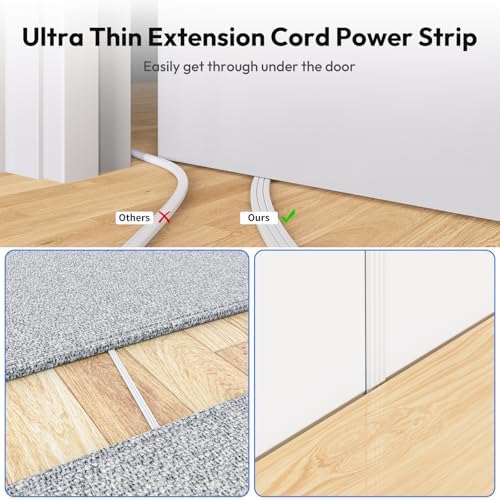 25 ft NTONPOWER Power Strip with 3 AC Outlets & 4 USB Charging Ports – Versatile Wall Mountable Desktop Solution for Home, Office, and Dorm – Sleek White Design for Enhanced Connectivity and Efficiency