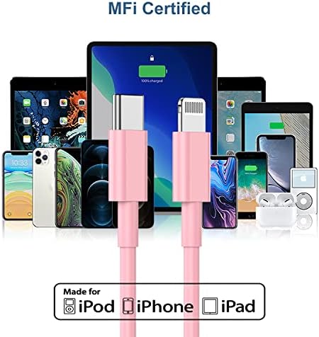 Premium 2 Pack USB C to Lightning Cable – 6 ft Apple MFi Certified Fast Charging Cord for i Phone 13/12/11 Pro/Max, Durable Power Delivery Charging Solution in Sleek Black – Unmatched Speed and Compatibility for On-the-Go Users