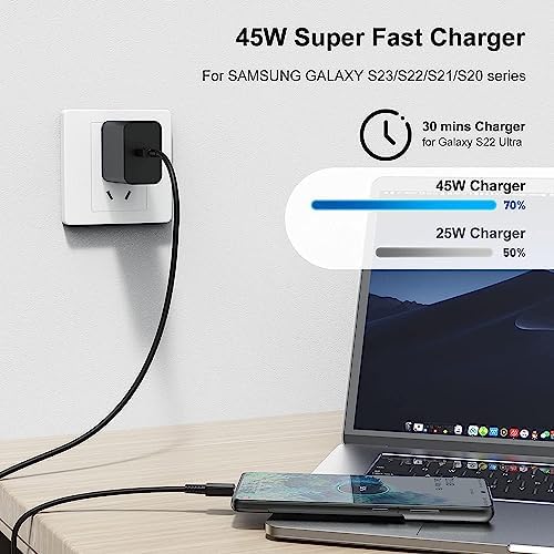 Super Fast 45 W USB-C Charger Cable Set – 2 Pack (6 ft & 10 ft) for Samsung Galaxy S25 Ultra, S24, S23, S22, Note 20 & More – Premium Durability, Versatile Lengths for Rapid Charging at Home or On-the-Go – Elevate Your Power Delivery Experience with Enhanced Compatibility and Long-Lasting Quality