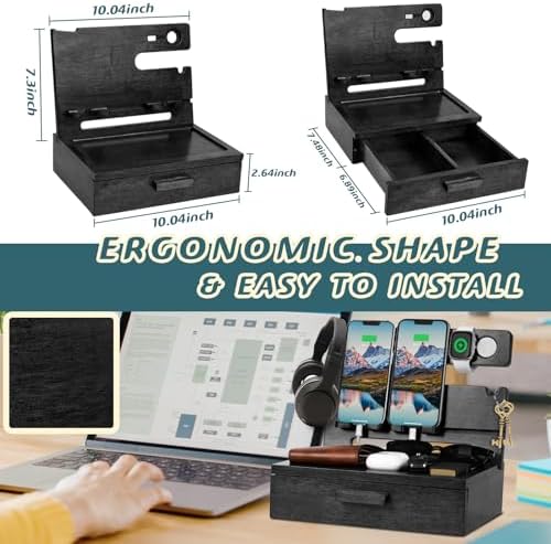 Elegant Wooden Phone Docking Station with Hidden Storage – Stylish Organizer for Modern Dads – Ideal Gift for Father’s Day, Birthdays & Anniversaries – Quick Charge Compatible Gadget for a Clutter-Free Space