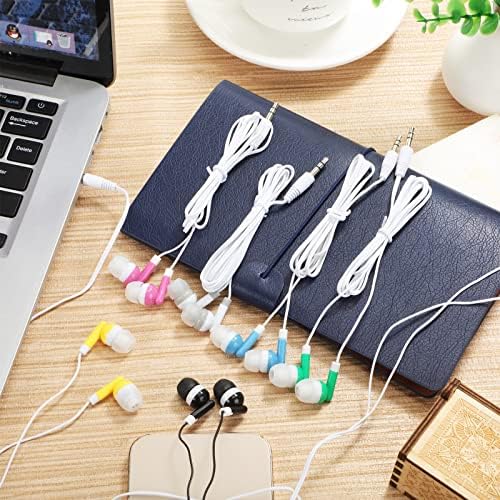 Flutesan 120 Pack Bulk Earbuds – Assorted Color In-Ear Headphones for Classroom and Library Use, Individually Bagged for Hygiene, Enhanced Compatibility with Devices, Lightweight Stereo Sound Earbuds for Students and Groups