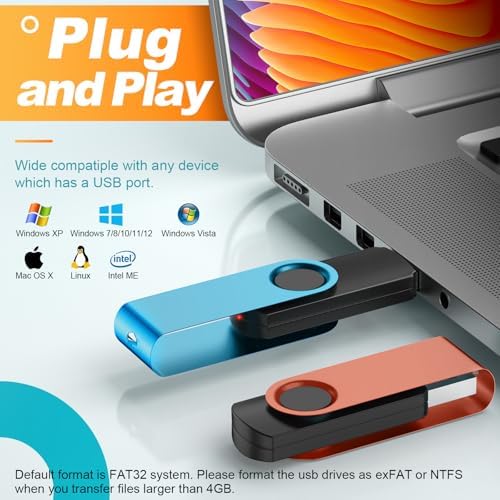 Kepmem 10-Pack 2 GB USB Flash Drives – Versatile Swivel Thumb Drives with Enhanced Compatibility, Ideal for Quick File Transfers and Backups, Assorted Colors for Personalized Style – Perfect Portable Pen Drive Solution for Students and Professionals