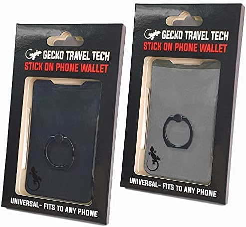 Gecko Universal Phone Ring Wallet – 360° Swivel Grip with Strong Adhesive for Credit Cards and Cash – Enhanced Stability and Comfort for Selfies, Videos, and Everyday Use – Compatible with All Cell Phone Models – Durable, Magnetic Mount Ready – Gray Finish – 90-Day Satisfaction Guarantee