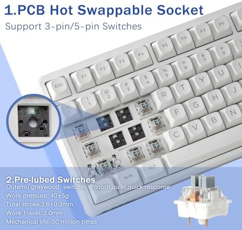 Revolutionize Your Typing and Gaming with the HUO JI E-Yooso Creamy Mechanical Keyboard – Hot Swappable, Pre-Lubed Linear Switches, Gasket Structure with Sound Dampening Foam, Customizable RGB Backlighting, 99 Keys for Seamless PC/Mac Compatibility – Elevate Performance & Comfort Today!