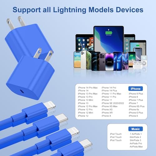 Lightning-Fast 20 W Apple Charger with MFi Certification – 6 ft USB-C to Lightning Cable Included for i Phone 14 Pro Max/14/13 Pro/12 Mini/12/11 & i Pad Air – Compact Power Block for Ultimate Portability and Rapid Charging Efficiency