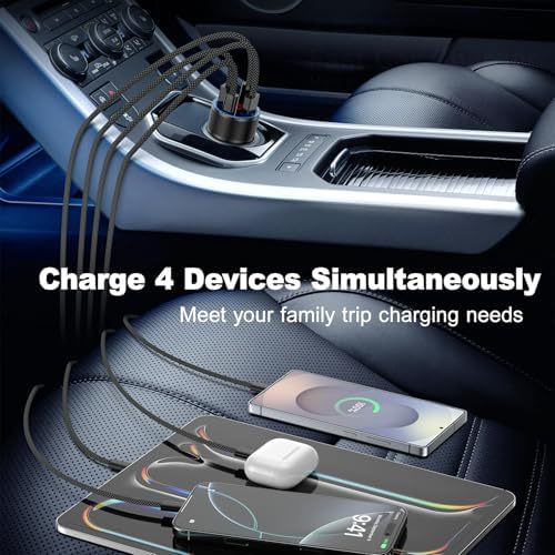 Rapid Charge 2-Pack: 65 W Multi-Port USB C Car Charger with Built-in Volt Meter for i Phone, Samsung & Android – Enhanced Fast Charging & Compatibility for On-the-Go Power Solutions