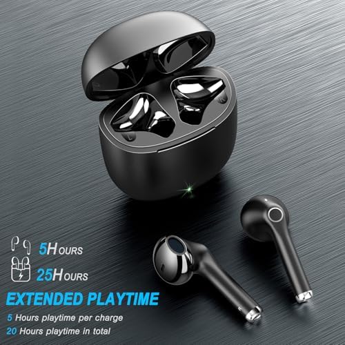 Unleash Your Sound with yobola Wireless Earbuds – Lightweight Deep Bass Bluetooth Headphones for Active Lifestyles, 25-Hour Playtime, Touch Control, IPX5 Waterproof, Built-in Microphone for Clear Calls – Perfect for Running and Fitness Enthusiasts