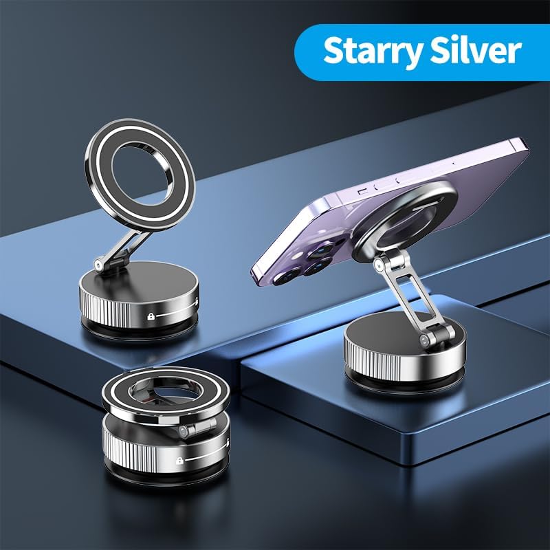 Ultimate 360° Magnetic Car Phone Holder – Heavy-Duty Suction Cup Mount for Effortless Navigation and Hands-Free Calls – Engineered with Durable Zinc Alloy for Maximum Stability and Compatibility – No-Damage Installation for the Modern Driver – Unleash Your Driving Potential with Enhanced Viewing Flexibility and Robust Security
