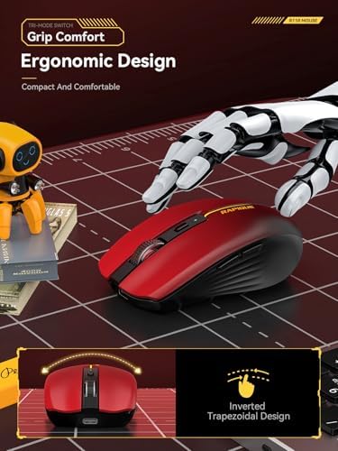 Streamlined Bluetooth Wireless Mouse – Rechargeable Ergonomic Multi-Device Mice (Tri-Mode: BT1/BT2 + 2.4 GHz) with USB Receiver, Stylish Khaki to Pink Design for Laptop, Mac Book, PC, i Mac, i Pad – Ultimate Comfort & Flexibility for Effortless Productivity