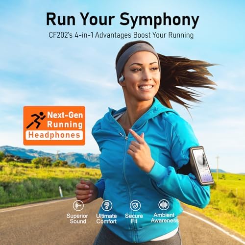 Revolutionize Your Workout with Open Comfy CF201 Bluetooth Headphones – Lightweight Open-Ear Design for Ultimate Ambient Awareness and Premium Sound – Perfect Wireless Earbuds for Running, Gym, and Outdoor Adventures – Sleek White Aesthetic for Style and Safety