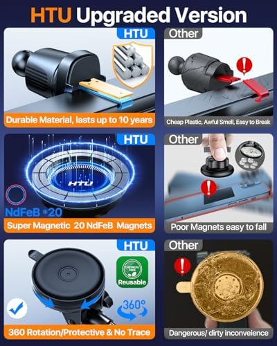 2025 Enhanced Mag Safe Car Phone Mount – 80 LBS Ultimate Suction Power & Military-Grade Strength for i Phone 16, 15, 14 Pro Max & Mini – 360° Rotatable Magnetic Holder for Secure Dashboard & Windshield Use – Effortless Navigation & Hands-Free Communication