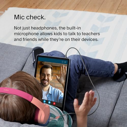 Belkin Sound Form Mini Kids Wireless Bluetooth Headphones – Safe 85 d B Volume Control, 30-Hour Playtime, Built-In Microphone – Lightweight On-Ear Style for i Phone, i Pad, Fire Tablet & More – Ideal for Learning, Entertainment & Safe Listening