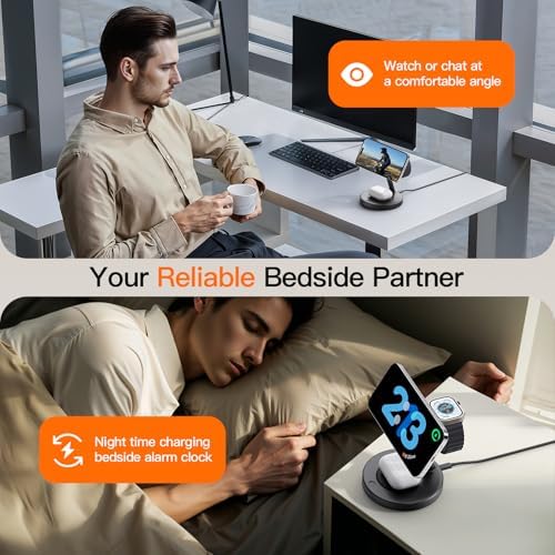 2025 US Edition 3-in-1 Wireless Charging Station for Apple: High-Speed 15 W Mag-Safe Charger Dock for i Phone 16/15/14/13/12, Air Pods, and Apple Watch – Superior Compatibility and Fast Charging Solution