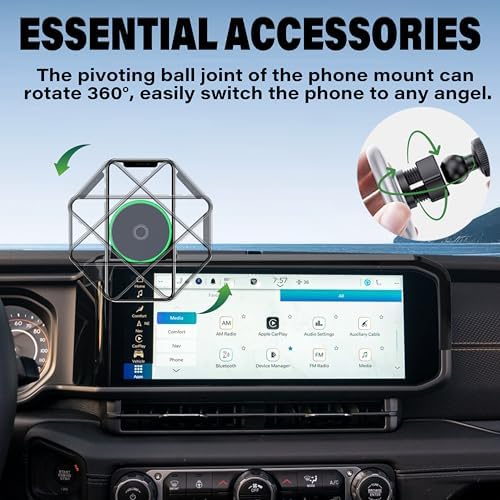 Car Phone Holder for 2024 2025 Jeep Wrangler/Wrangler 4xe/Gladiator JT Accessories Apply to 12.3 Inch Touch Screen 15W Fast Wireless Charger Screen Fixed Clip Cell Phone Mount Hands-Free – Enhanced Compatibility and Speed
