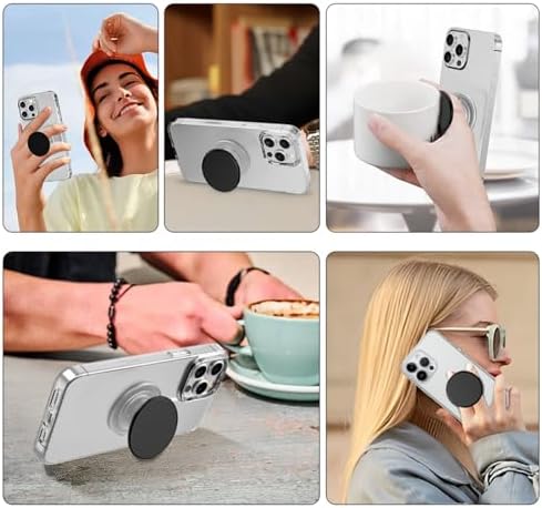Magnetic Mag Safe Phone Grip Holder – Ergonomic Collapsible Stand for i Phone 12-16 Series, Transparent White Finish for Enhanced Style and Functionality, Secure Grip for Texting and Hands-Free Viewing, Lightweight and Portable Mobile Accessory