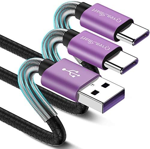 Cyven Premium 3 ft USB Type C Cable Duo Pack – Fast Charge & Data Transfer Cord, Durable TPE Construction, Compatible with Samsung Galaxy A Series, LG V Series, and More – Stylish Pink Design for Enhanced Performance and Versatility