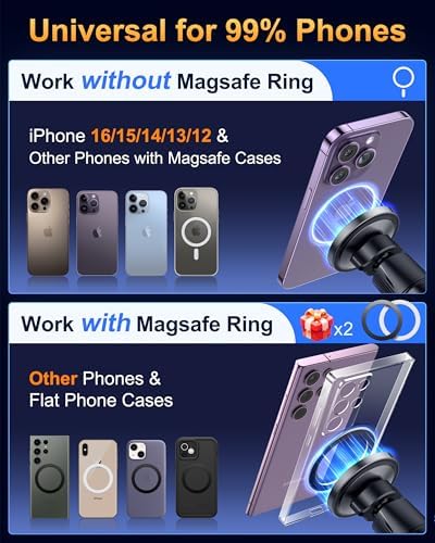 Elevate Your Driving Experience with the 2025 Military-Grade Magnetic Car Mount Vent – Ultimate Stability for Mag Safe and Android Devices, Featuring Upgraded Strongest Magnet & Metal Hook Design, Non-Charging, Black Finish, Certified Safety & Patented Technology for Unmatched Convenience and Durability.