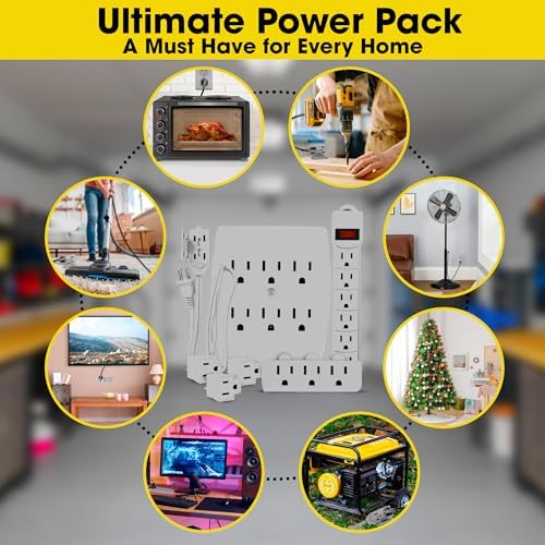 Comprehensive 7-Piece Multi-Outlet Power Management Kit – Versatile 6 Outlet Power Strip, Dual Outlet Extenders, 5 Ft Indoor Extension Cord & 3 Prong Adapters for Enhanced Compatibility – Essential Home & Office Surge Protection Solution in Sleek White Design