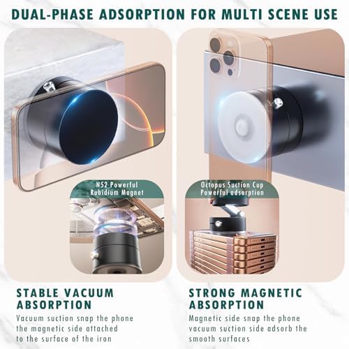 Innovative Magnetic Suction Cup Holder for Smartphones – Adjustable 360° Rotatable Phone Mount with Dual Vacuum & Magnetic Adsorption for Ultimate Stability – Secure & Convenient Driving Accessory for All Devices – Foldable Design for Easy Storage & Hands-Free Navigation