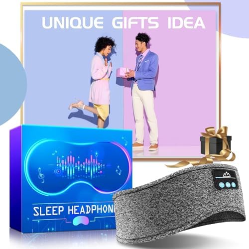 Ultimate Bluetooth Sleep Headphones Headband – Luxurious Dual-Function Music Eye Mask with Comfortable Earbuds for Side Sleepers – Stylish Grey Design Perfect for Restful Nights and Thoughtful Tech Gifts