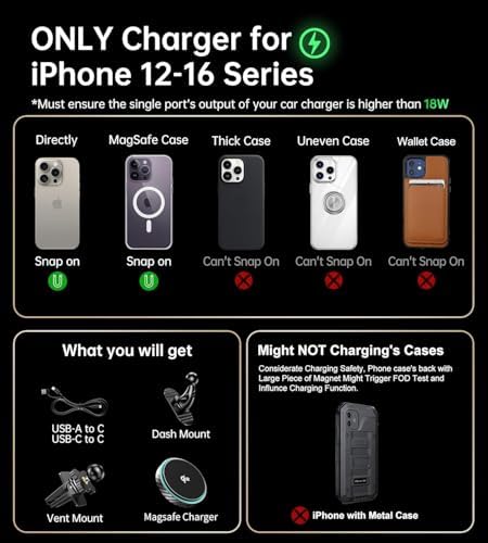 Revolutionary Qi2 Certified 15 W Mag Safe Wireless Car Mount Charger – 360° Rotatable Design for i Phone 12 to 16 Series, Perfect for Dash & Vent Installation – Ultimate Magnetic Charging Solution for Modern Drivers