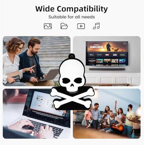 Skull Shaped 64 GB USB Flash Drive – Unique Personality Memory Stick for Stylish Data Storage | Borlter Clamp Cool USB 2.0 Thumb Drive Perfect for Gifts & Everyday Use | Durable, Portable & Compatible with All Devices