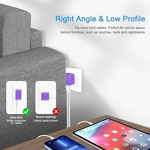 Compact USB Wall Charger 2 Pack – Low Profile Right Angle Plug Adapter for Quick Charging of i Phone 16/15/14/13/12/11 Max, i Pad Pro, Mini & Air, Samsung, Pixel – Enhanced Device Compatibility & Space-Saving Design