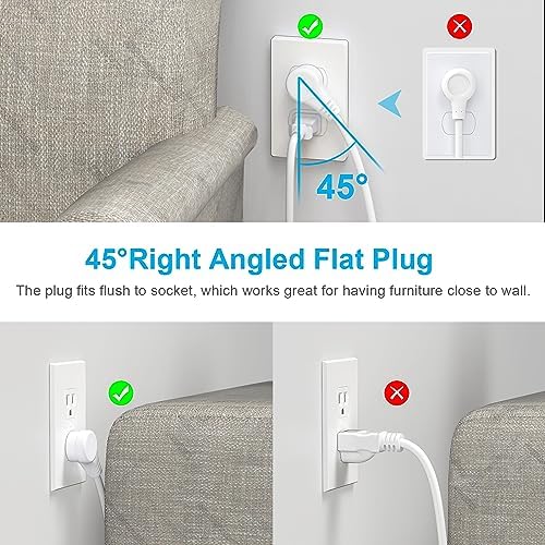 TOPREK Ultra-Slim 5-Outlet Power Strip with USB-C and USB-A Ports – 5 FT Flat Extension Cord Surge Protector for Efficient Charging in Home, Office, and Travel – Compact Design for Enhanced Portability and Safety
