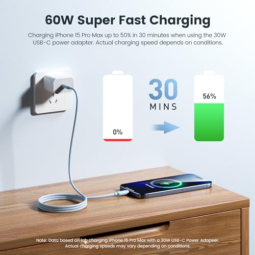 High-Speed 60 W USB C Cable Set [2-Pack, 10 ft] – Versatile Fast Charging Silicone Cord for i Phone 16, Samsung Galaxy S24, Mac Book Air, and More – Durable Design for Maximum Compatibility and Extended Reach (Black & White)