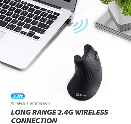 Revolutionize Your Computing with the i Clever TM209 G Ergonomic Wireless Mouse – Vertical Design for Maximum Comfort, 2.4 G Connectivity, and Customizable DPI Settings (800/1200/1600) for Enhanced Productivity on Laptops, PCs, and Desktops – Perfect for Work and Gaming