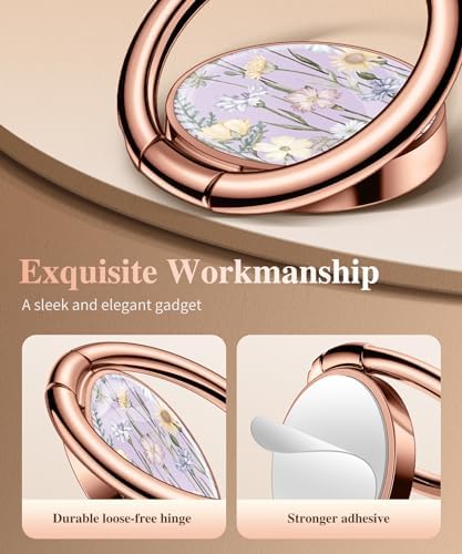 GVIEWIN Stylish Marble Phone Ring Holder with 360° Rotation for Ultimate Grip and Kickstand Functionality – Compatible with i Phone 16 Pro Max, 15 Plus, 14, 13, 12 Series & Galaxy S25/S24 Ultra – Elegant Flowing Sakura Design for Enhanced Safety and Usability