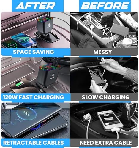 Advanced Bluetooth 5.3 Car FM Transmitter with 120 W Power Output, Retractable 80 cm Cables, Digital Display, Noise-Canceling Hands-Free Calling & Dual Device Charging for Ultimate Road Convenience and Safety