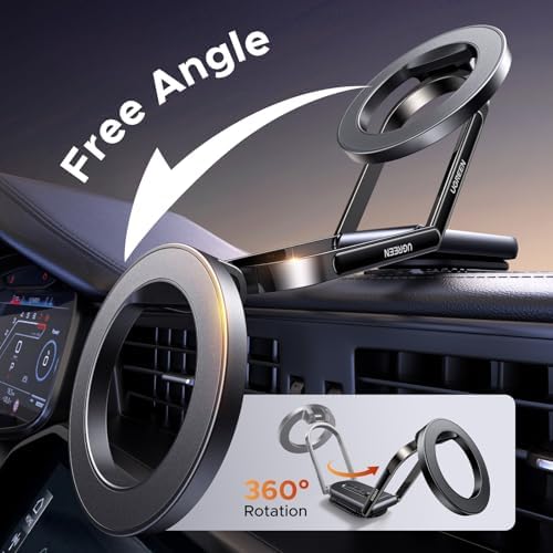 UGREEN Mag Safe Car Mount: 360° Rotating Magnetic Dashboard Holder for i Phone 12-16 Series – Strongest Magnet for Secure & Convenient Hands-Free Navigation – Removable Design for Effortless Portability & Modern Aesthetic