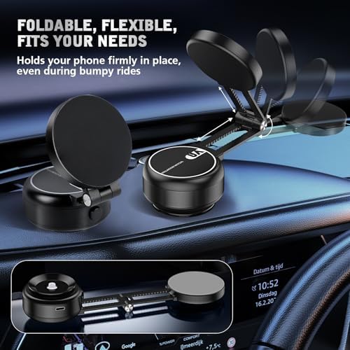 Magnetic 360° Electric Suction Phone Holder for Cars and Gyms – Ultra-Stable Grip for Seamless Hands-Free Access to Your Smartphone on Any Smooth Surface (Black) – Perfect for Navigation and Workouts