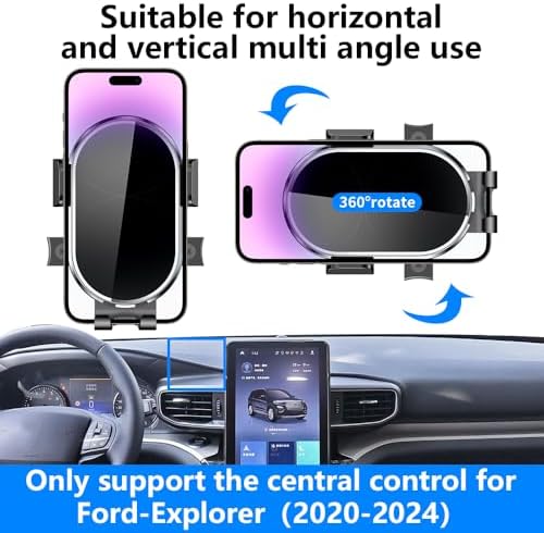 Premium 360-Degree Rotating Car Phone Holder for Ford Explorer 2016-2019 – Hands-Free Dashboard Mount for Secure Smartphone Navigation and Communication – Enhance Road Safety and Interior Style with Easy Installation and Durable Design