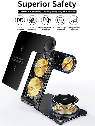 Premium Aluminum Alloy 3-in-1 Wireless Charging Station for i Phone, Apple Watch & Air Pods – Ultra-Fast Power Delivery for i Phone 15 to 11 (Pro, Pro Max), XS, XR – Sleek Minimalist Design for Effortless Clutter-Free Charging Experience