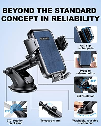 Versatile 3-in-1 Car Phone Holder: Ultra-Stable Suction Mount for Windshield, Dashboard, and Desk – Hands-Free Smartphone Stand Compatible with i Phone & Samsung – Optimal Viewing & Safe Navigation Accessory for Drivers