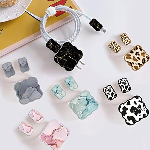 Chic Kawaii Marble Pattern Cable Protector for i Phone Charger – Stylish Data Cable Saver for Enhanced Durability and Fast Charging Compatibility with i Phone 11, 12, 13, 14, Pro Max, XS, XR, X, 7, 8 Plus – Lightweight and Trendy Phone Accessory