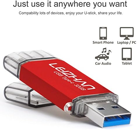 Leizhan 256 GB 2-in-1 USB 3.0 & Type-C Flash Drive – High-Speed Data Transfer & Versatile Storage Solution for Laptops and Smartphones – Compact Durable Design for On-the-Go Convenience