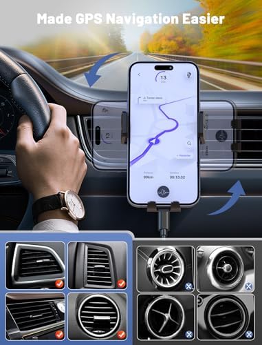 MOKPR Wireless Car Charger – Smart Auto-Clamping Air Vent Mount for Fast Charging (15 W/10 W/7.5 W) – Compatible with i Phone 15/14/13/12/11 and Samsung Galaxy – Stylish Pink Design for Modern Vehicles – Effortless Device Stability and Charging On-the-Go
