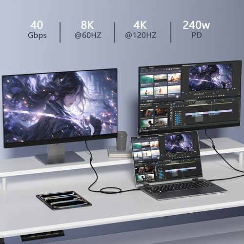 Ultra-Fast 1 M USB-C Male to Female Extension Cable – 40 Gbps Data Transfer, 240 W PD, Thunderbolt 4/3 & USB4 Compatible, Ideal for 8 K Displays – Compact, Durable Design for Enhanced Connectivity with Mac Book, Dell & SSDs