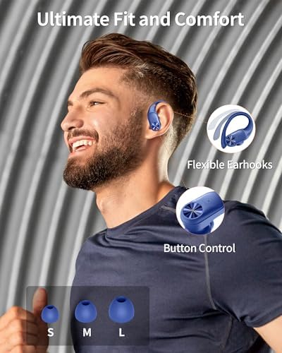 Poc Buds Wireless Bluetooth Earbuds – 80 Hours Playtime, Deep Bass Sound with Digital Display, IPX7 Waterproof Sports Earphones, Ergonomic Earhooks for Secure Fit, Compatible with TV, Phone & Laptop – Stylish Olive Design for Active Lifestyles