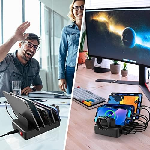 50 W Multi-Device Charging Station – High-Speed Six-Port USB Dock for Phones, Tablets, Kindles & Smartwatches – Fast Universal Charger for Home & Office Convenience – Declutter Your Charging Experience!
